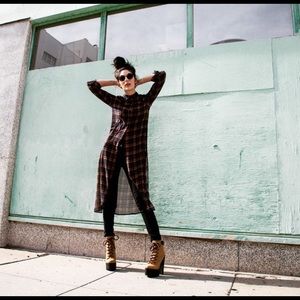 Plaid sheer duster