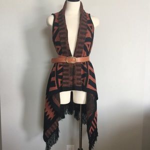 Twiggy Rust Vest Poncho Fringed New without Tags