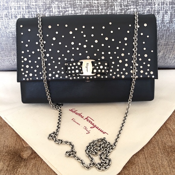 Salvatore Ferragamo "Ginny" Studded Shoulder Bag - Picture 3 of 7