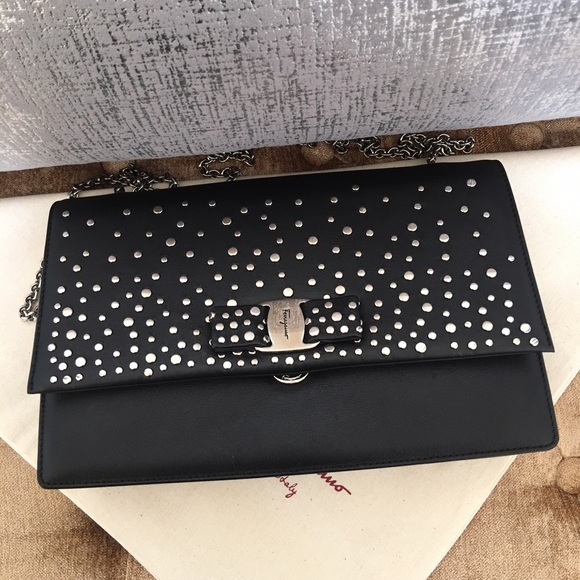 Salvatore Ferragamo "Ginny" Studded Shoulder Bag - Picture 5 of 7