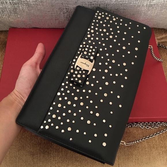 Salvatore Ferragamo "Ginny" Studded Shoulder Bag - Picture 7 of 7