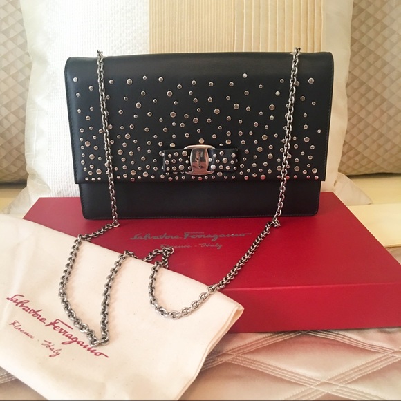 Salvatore Ferragamo "Ginny" Studded Shoulder Bag - Picture 2 of 7