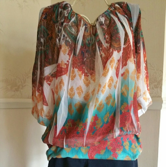 Lane Bryant Multi Sheer Blouse Size 22/24