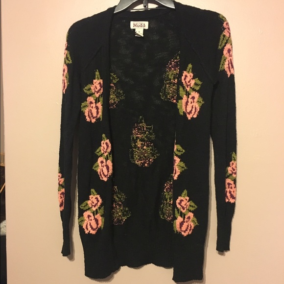 Black floral sweater