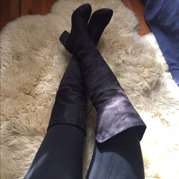 ❌SOLD ON MERC❌ Black Microfiber Suede OTK Boots - Picture 4 of 4