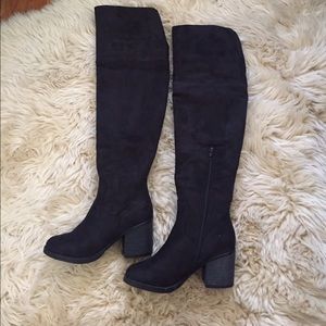 ❌SOLD ON MERC❌ Black Microfiber Suede OTK Boots