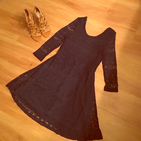 Navy Blue Lace Mini Dress