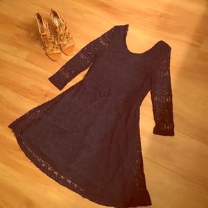 Navy Blue Lace Mini Dress