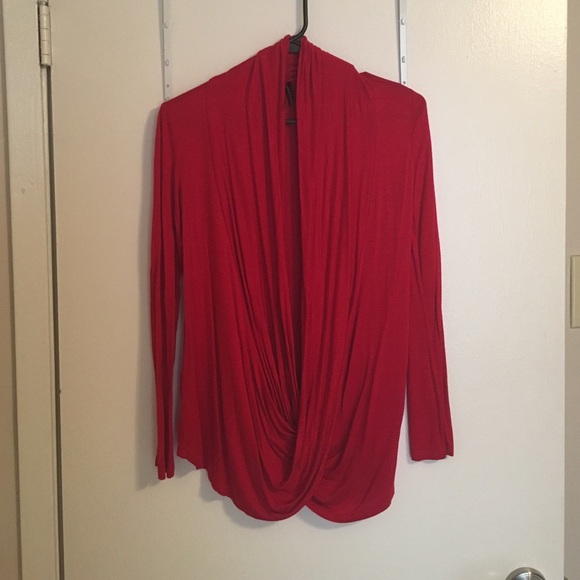 Red long-sleeved cross front top - Picture 2 of 2