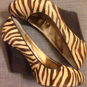 BCBG Animal Print Wedges