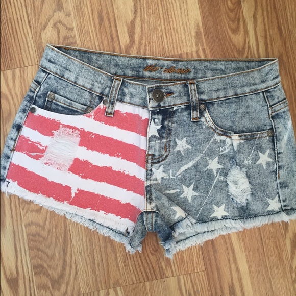 American Flag jean shorts