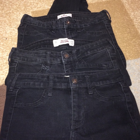 3 pairs black hollister skinny jeans