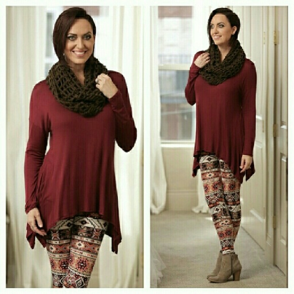 HP PICK  NWT BURGUNDY ASYMMETRICAL TUNIC - Picture 2 of 3