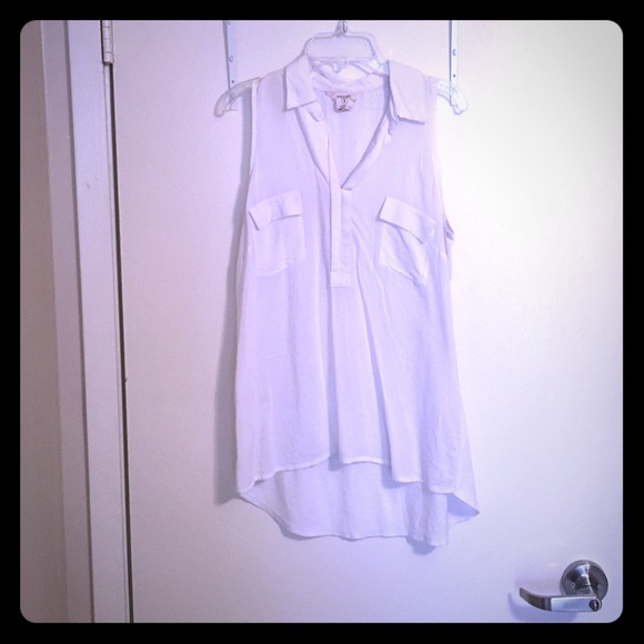 Collared sleeveless white tank - Picture 1 of 1