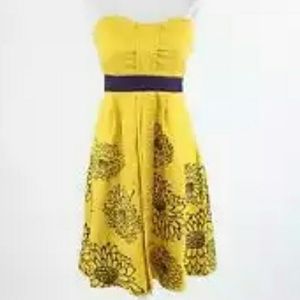 Yellow strapless dress from Anthropologie Size 10