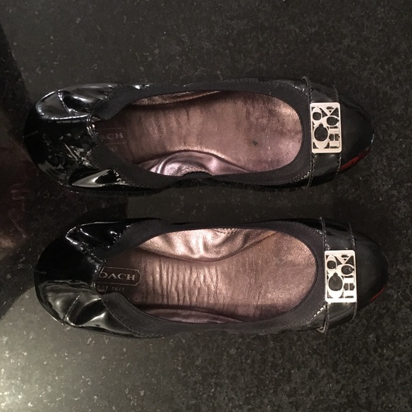 Black Coach Flats Size 8