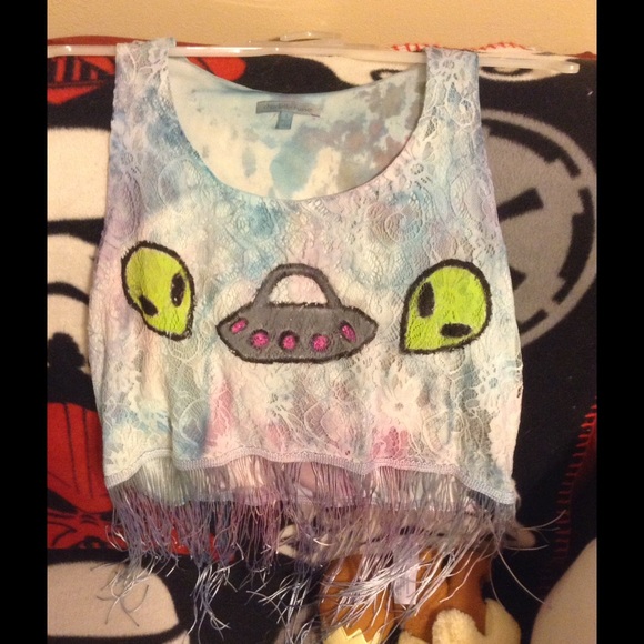 Tie dye alien crop top