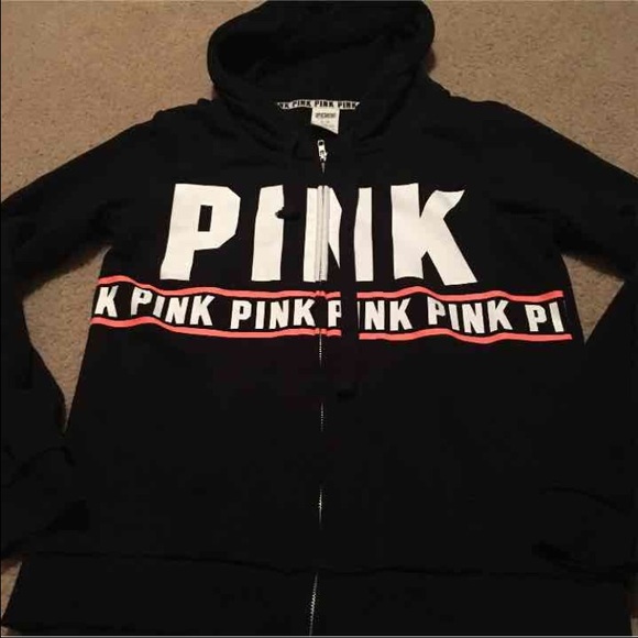 Vs pink rare black coral zip up hoodie M