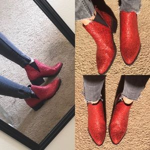 RED SPARKLY ankle boots ✨❤️🤘🏼