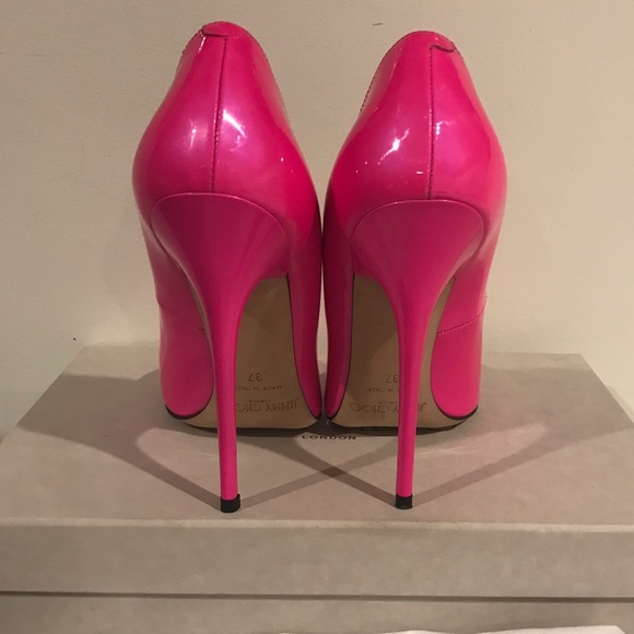 Jimmy Choo Anouk 37 Rare Raspberry Stilettos - Picture 2 of 4