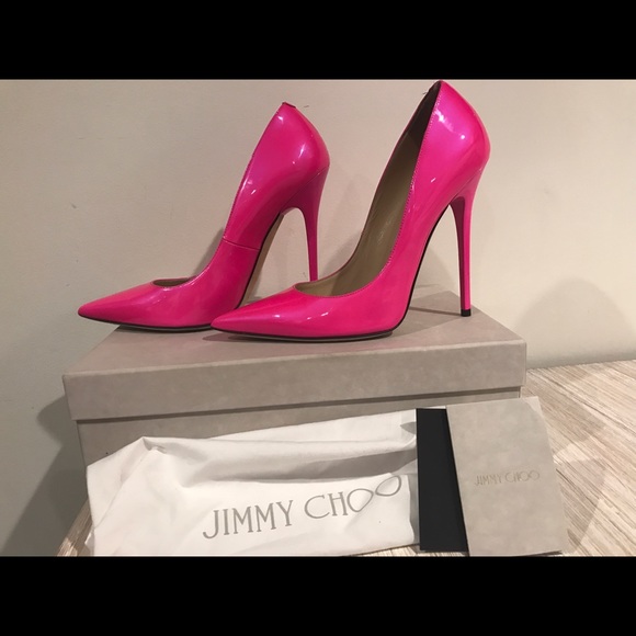 Jimmy Choo Anouk 37 Rare Raspberry Stilettos - Picture 3 of 4