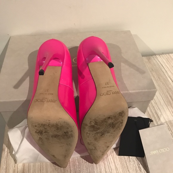 Jimmy Choo Anouk 37 Rare Raspberry Stilettos - Picture 4 of 4