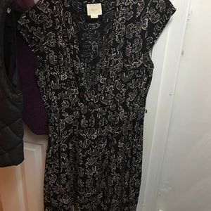 Anthropologie black elephant print wrap dress