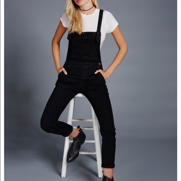Free People Black Overalls