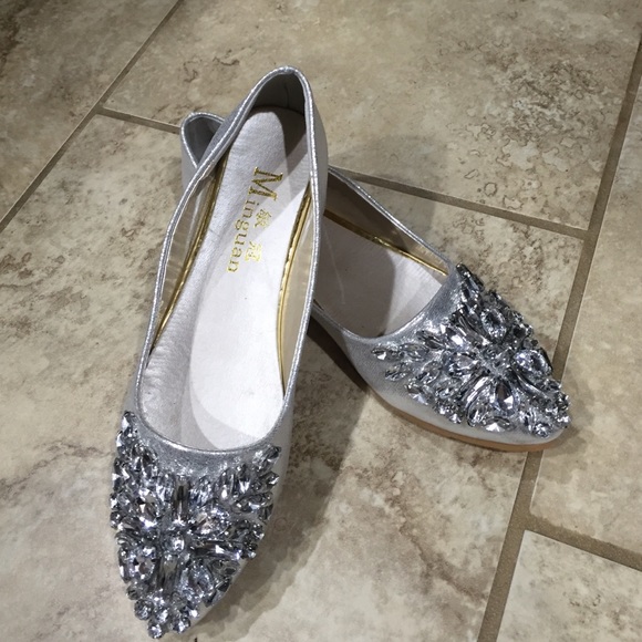 silver flat shoes for wedding