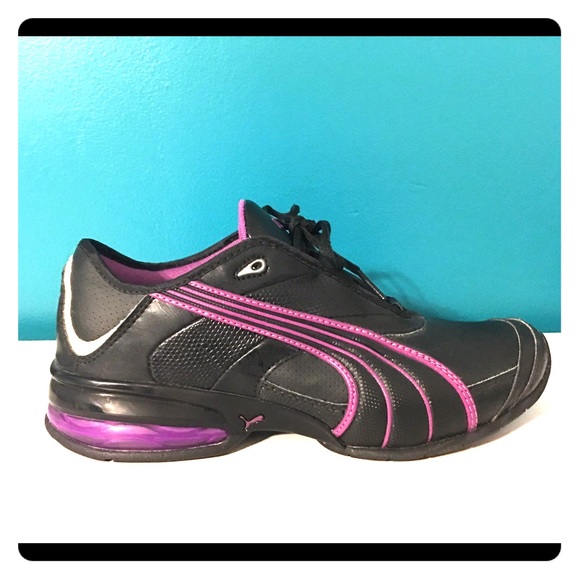 Women's Black and Purple Puma Sneakers
