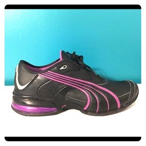 Women's Black and Purple Puma Sneakers
