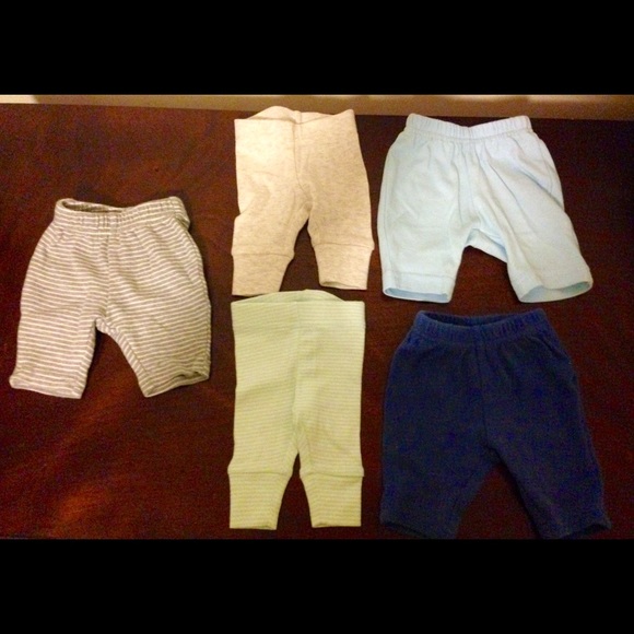 5 pairs of boys preemie pants new and like new