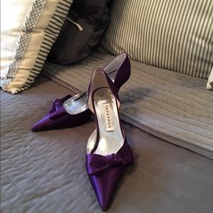 Snazzy purple silk heels.