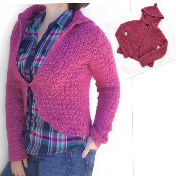 BCBGMaxAzria Sweaters - Pom Pom hooded super soft shrug