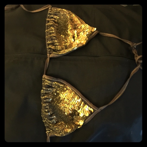 Roberto Cavalli Bronze sequin bikini top