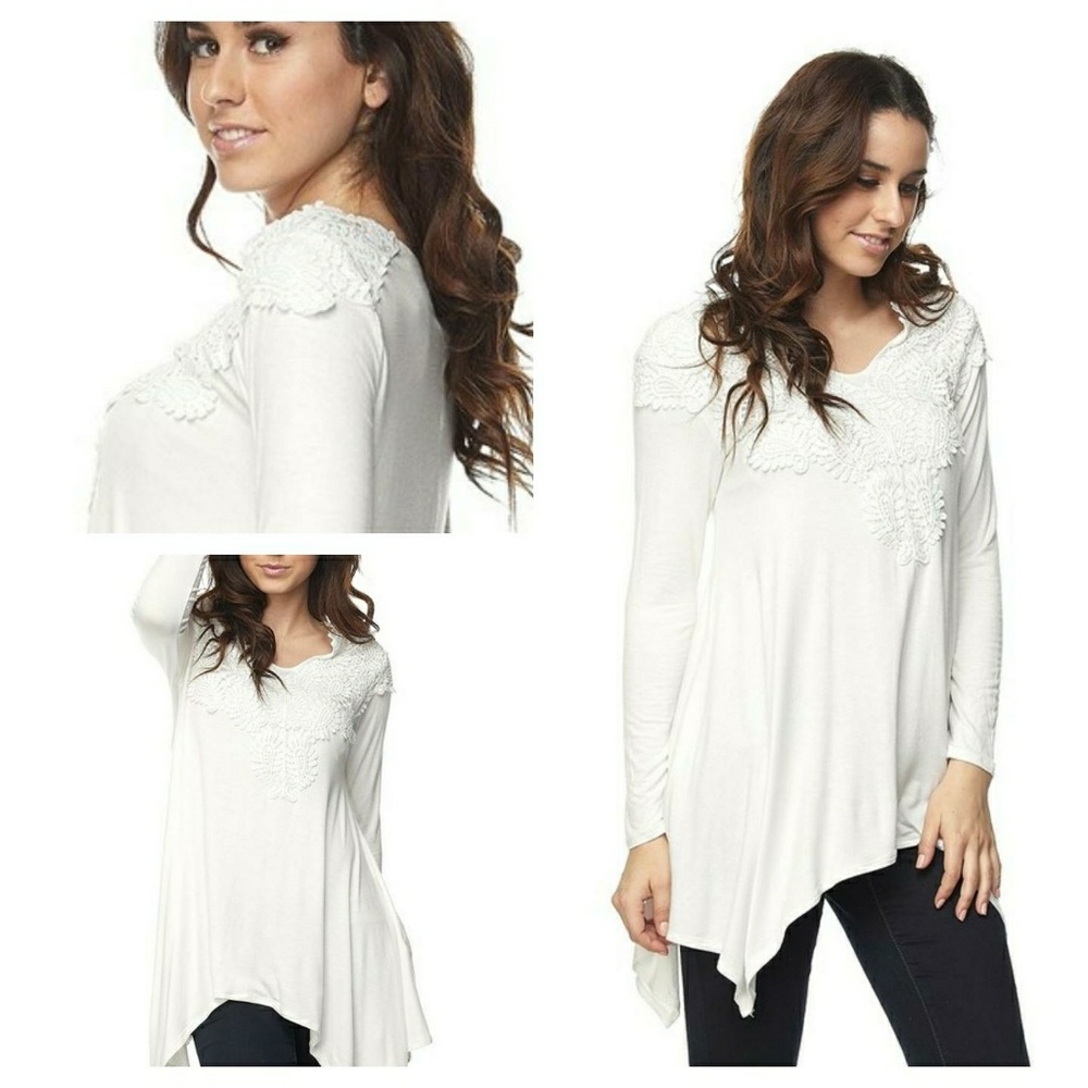 ❄ Lace Patch Detailed Tunic Top