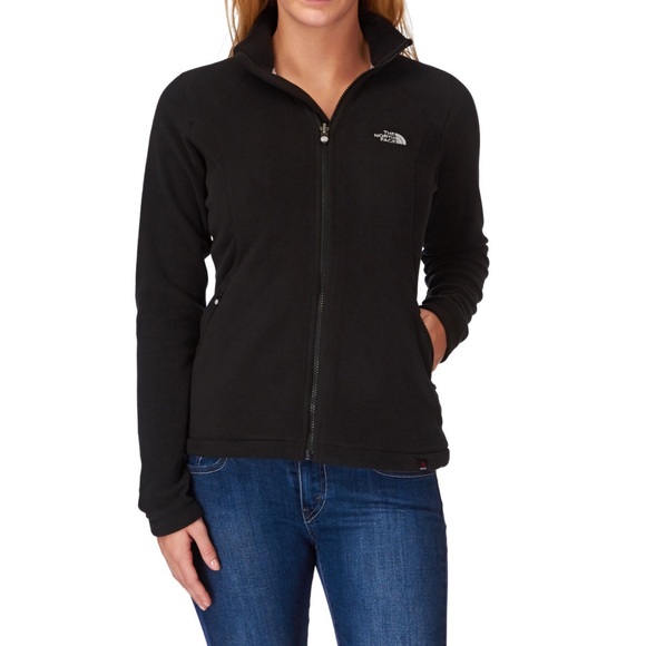 North face black, thin zippered jacket.