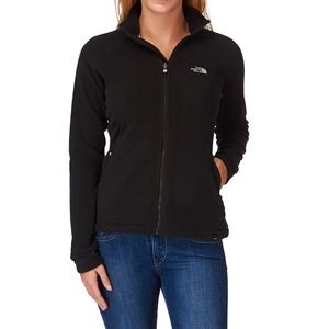 North face black, thin zippered jacket.