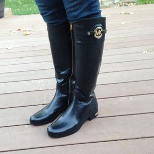 Michael Kors black leather tall riding boots