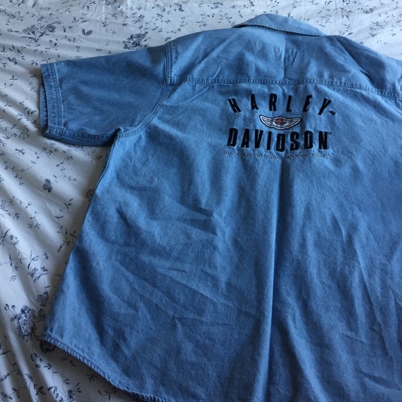 Vintage harley davidson denim button up