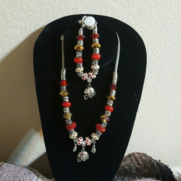NFL Pandora like necklace and bracelet sets
