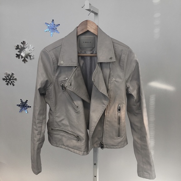 BLANKNYC Light Grey Vegan Faux Leather Moto Jacket