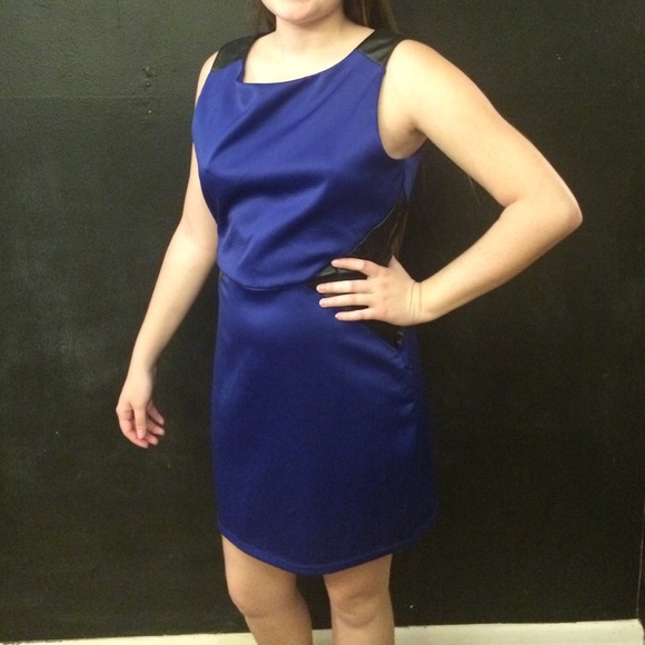 Faux Leather And Cerulean Mini Dress