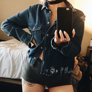Distressed Denim Jacket Button Up by Zara 💕