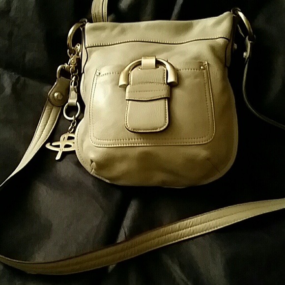 B Makowsky gray soft leather crossbody