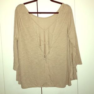 Tan lace up shirt