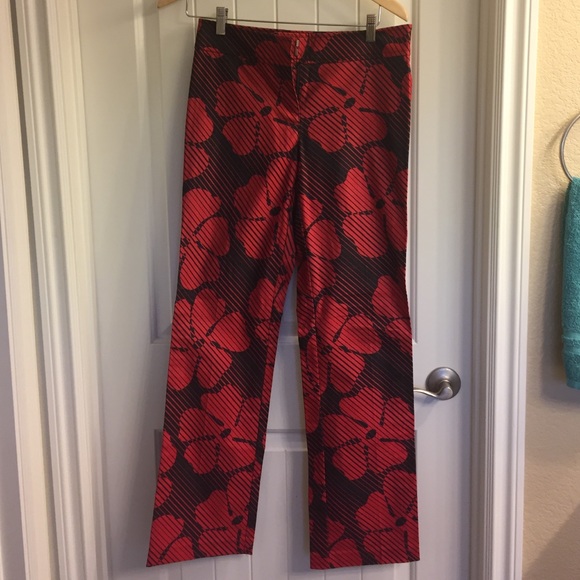 Red and black floral pants