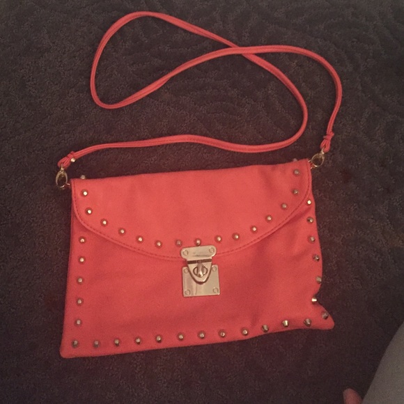 Slightly neon pink studded bag from h&m