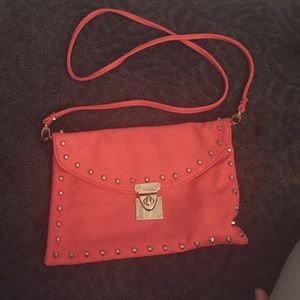 Slightly neon pink studded bag from h&m