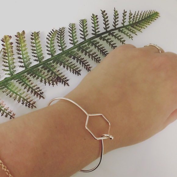 Gold Hexagon Bangle - Picture 2 of 3